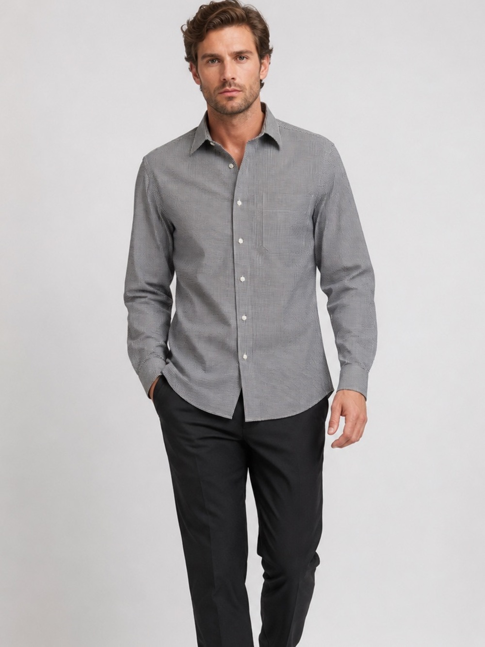 Vintage Yves Saint Laurent YSL Micro Check Button Down Shirt Men’s M/L